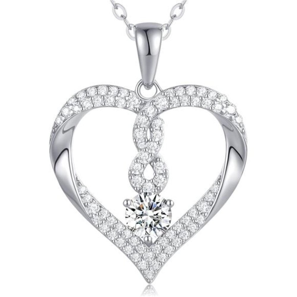 Infinity Heart Birthstone Necklaces Women 18k Gold Plated 925 Sterling Silver